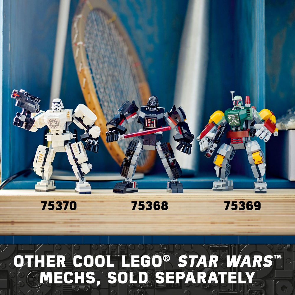 LEGO Star Wars Boba Fett Mech battle stance, great for display and storytelling.