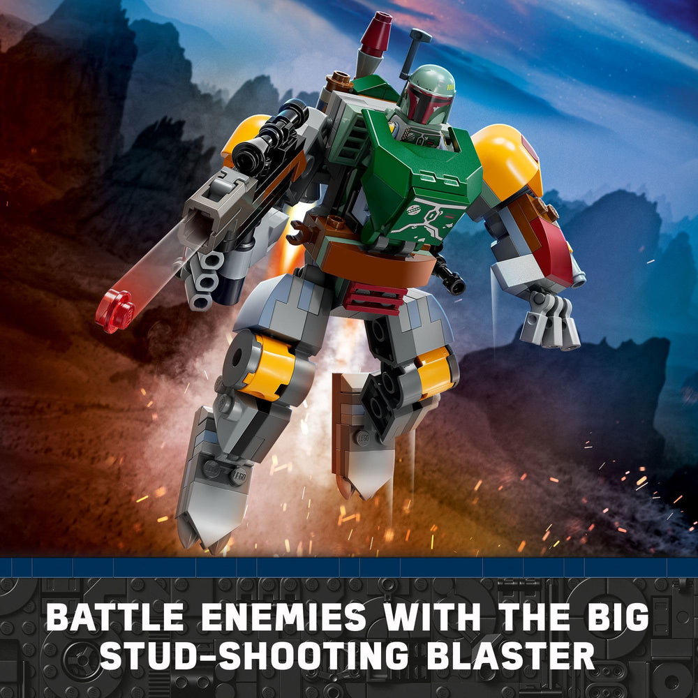 LEGO Star Wars Boba Fett Mech blaster clip, anchors action-ready poses.
