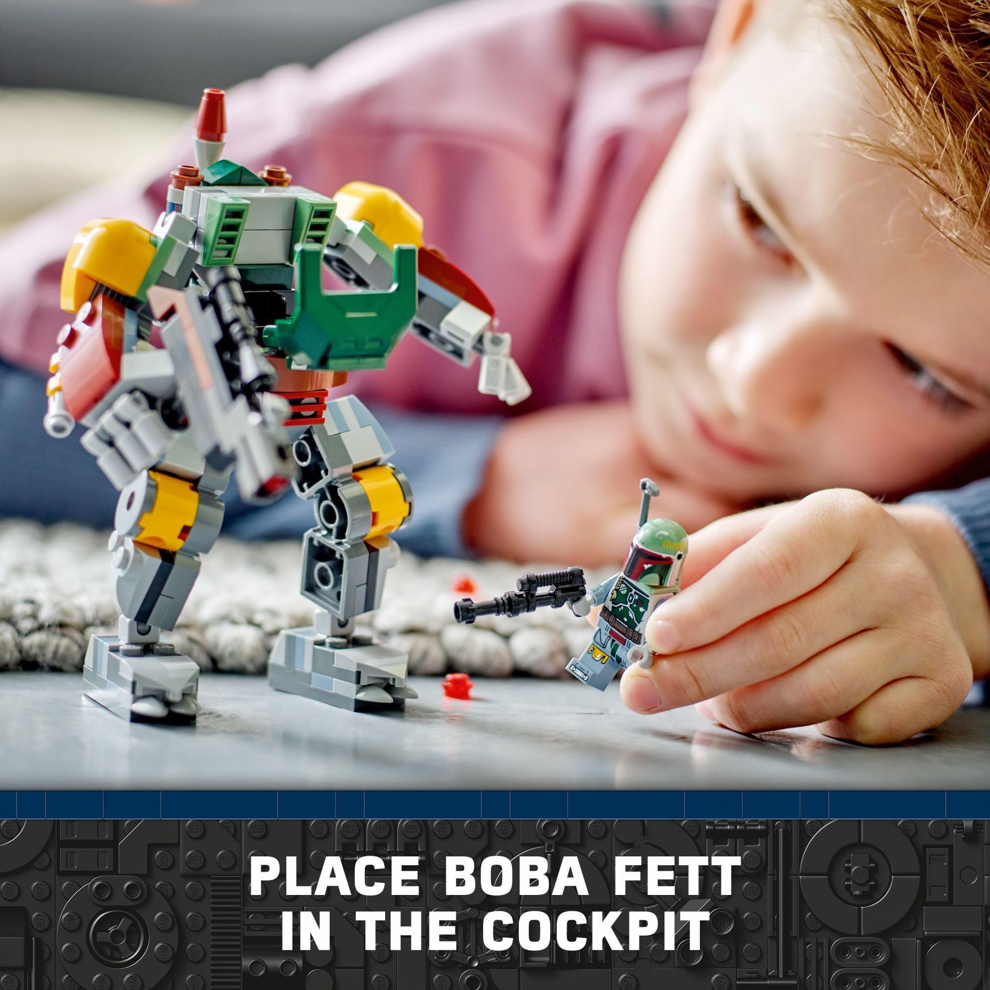 LEGO Star Wars Boba Fett Mech jetpack, enhances role-play with iconic gear.