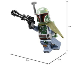 LEGO Star Wars Boba Fett minifigure 9496 accessories close-up, includes all pictured items for complete collection