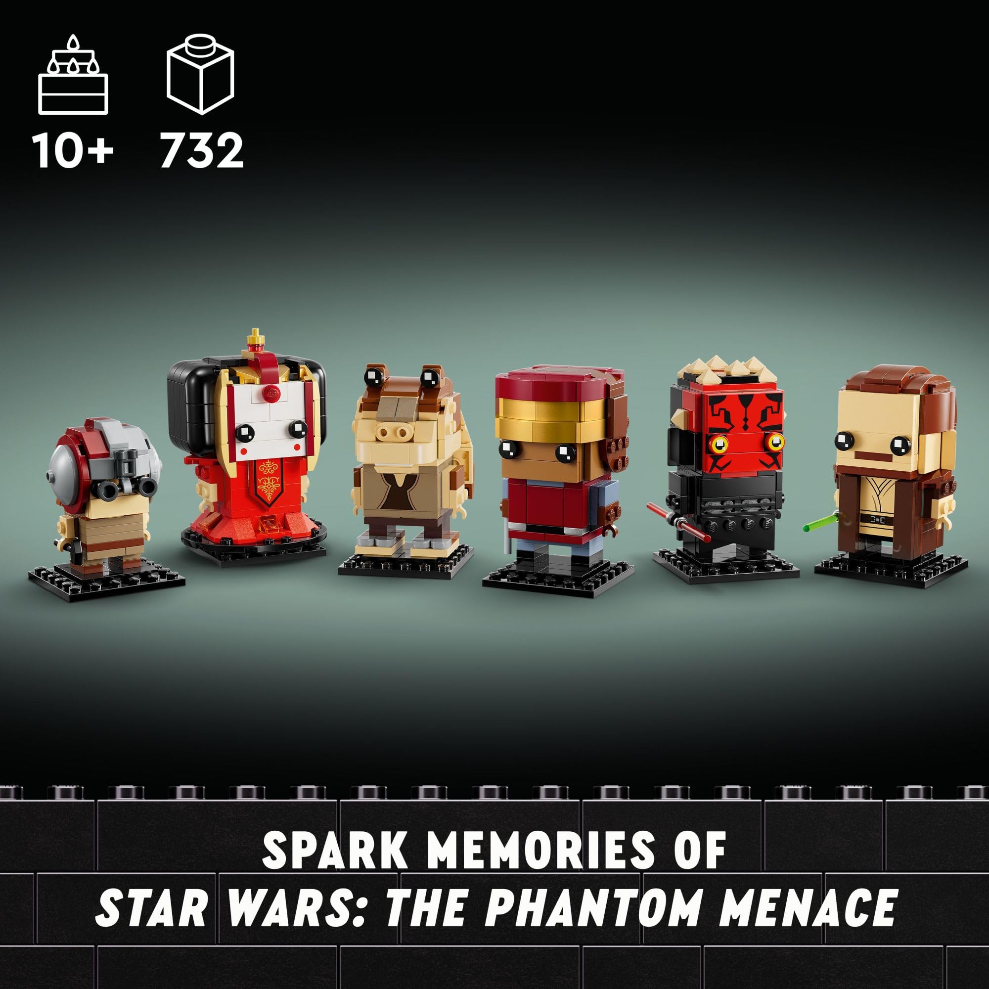 LEGO Star Wars BrickHeadz Qui-Gon Jinn figure in Jedi outfit for display