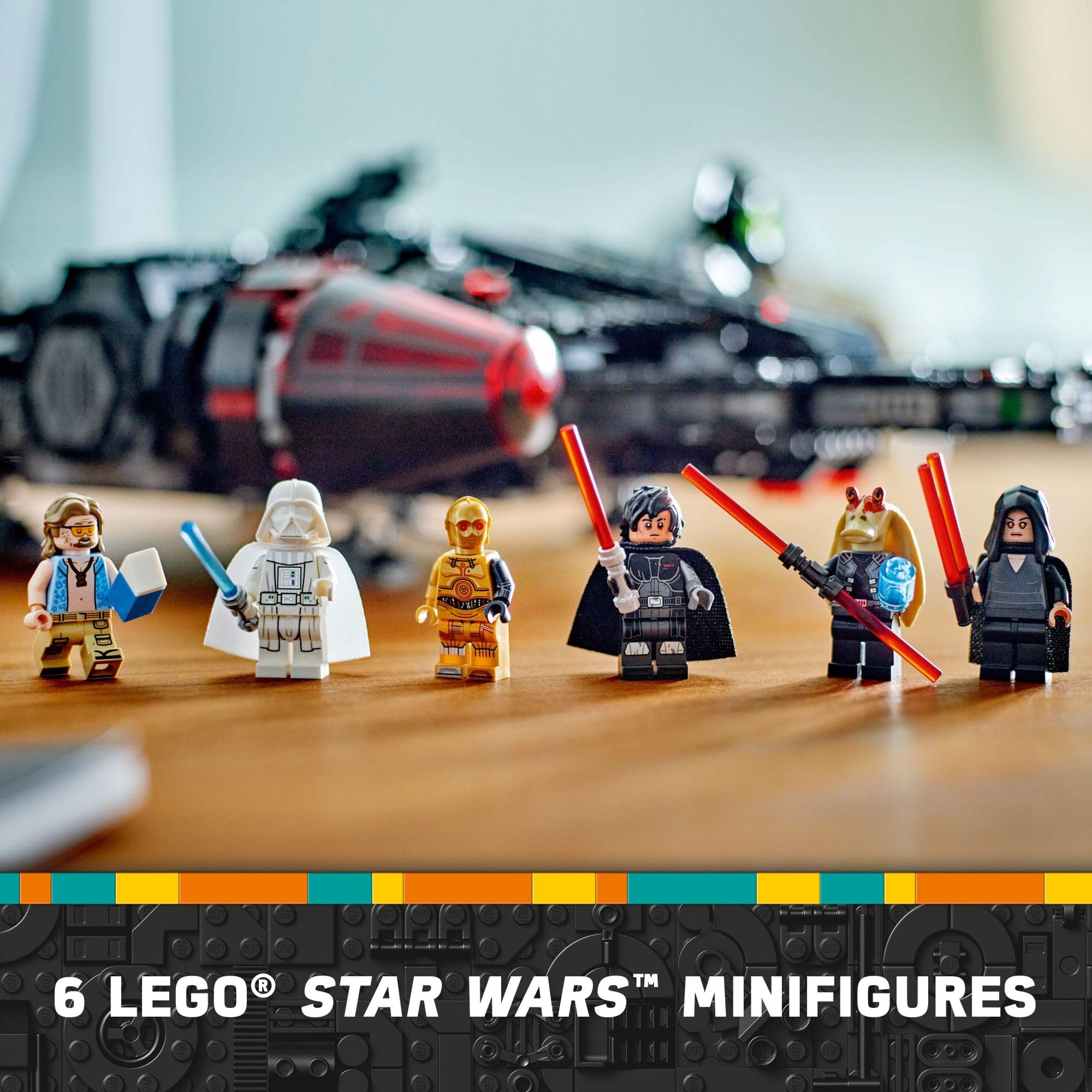 LEGO Star Wars The Dark Falcon display-ready build enhances shelf-ready collection.