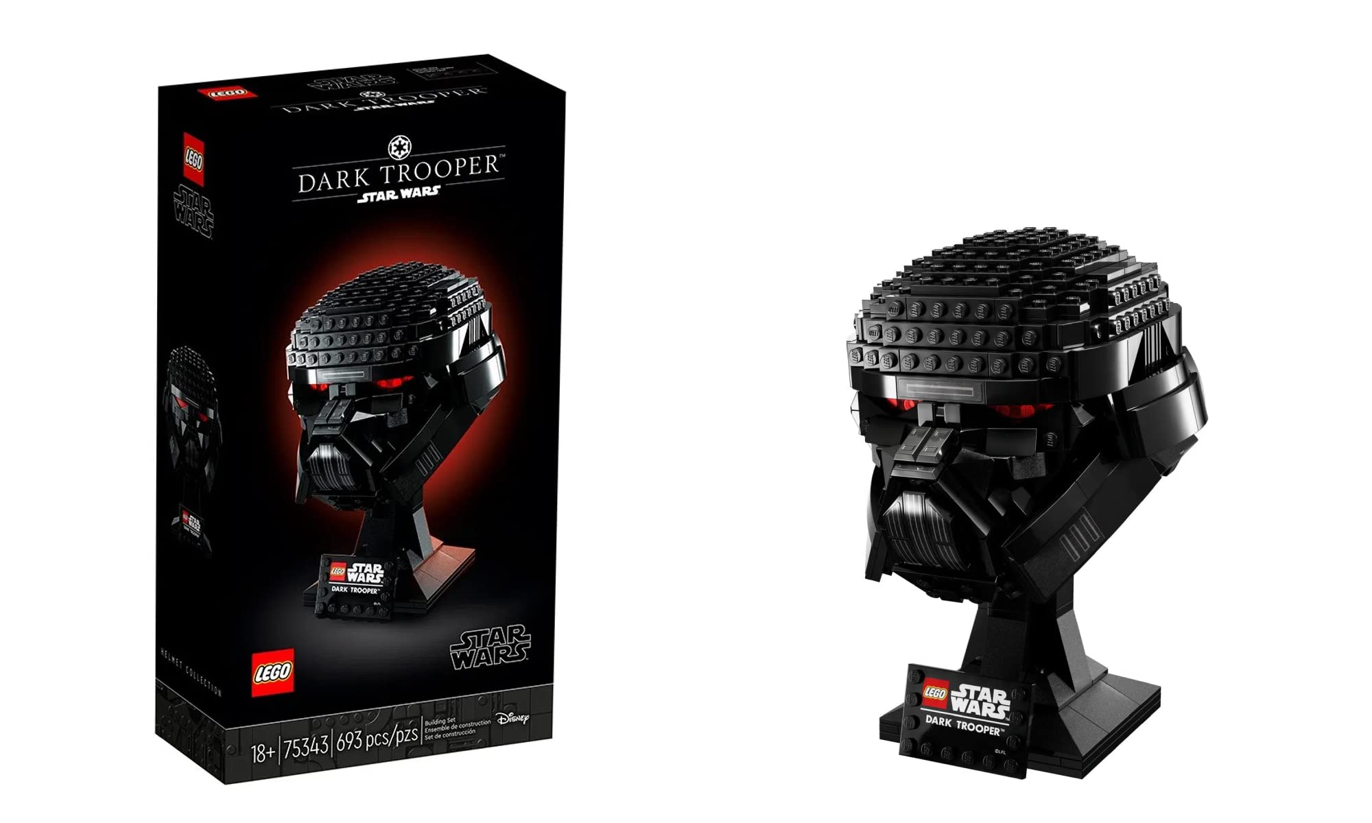 LEGO Star Wars Dark Trooper Helmet front view for display and collection