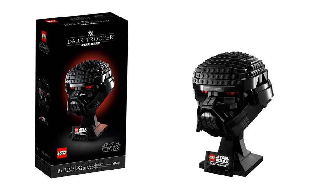 LEGO Star Wars Dark Trooper Helmet front view for display and collection