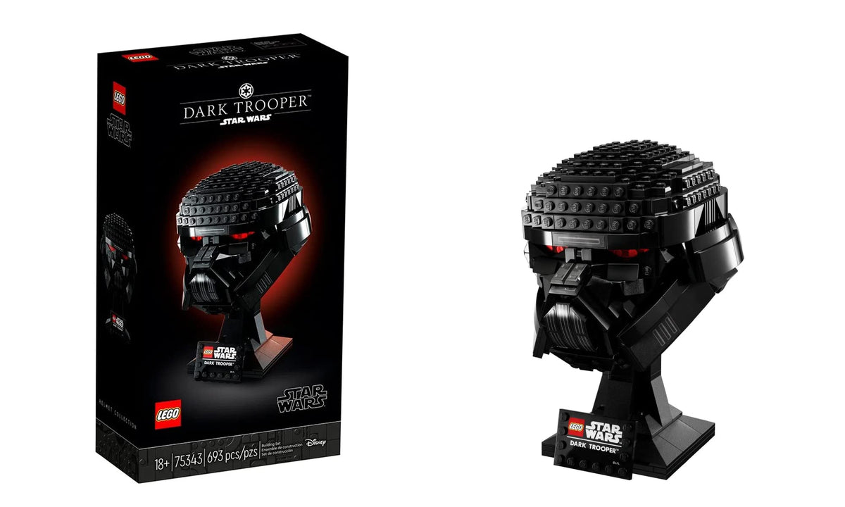 LEGO Star Wars Dark Trooper Helmet front view for display and collection
