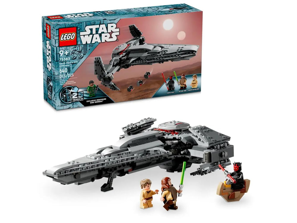 LEGO Star Wars Darth Maul's Sith Infiltrator front view highlights iconic ship details for display