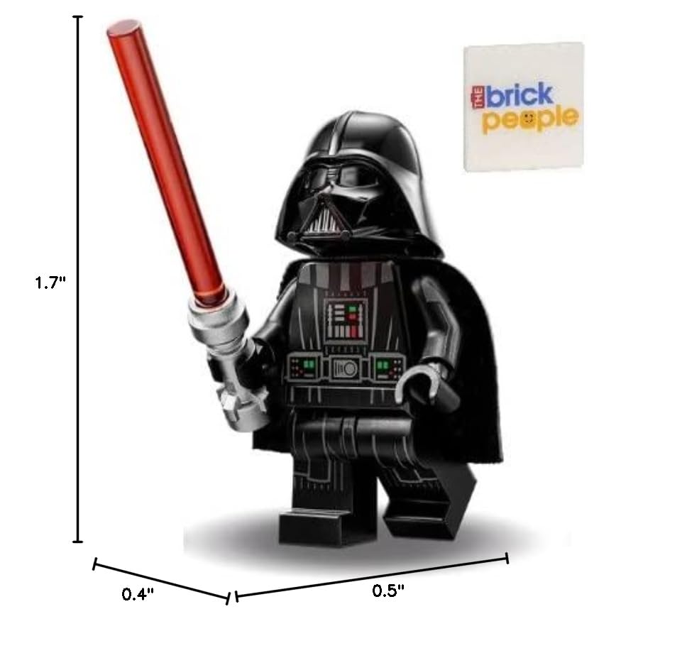 LEGO Darth Vader minifigure with The Brick People Tile for collectible display