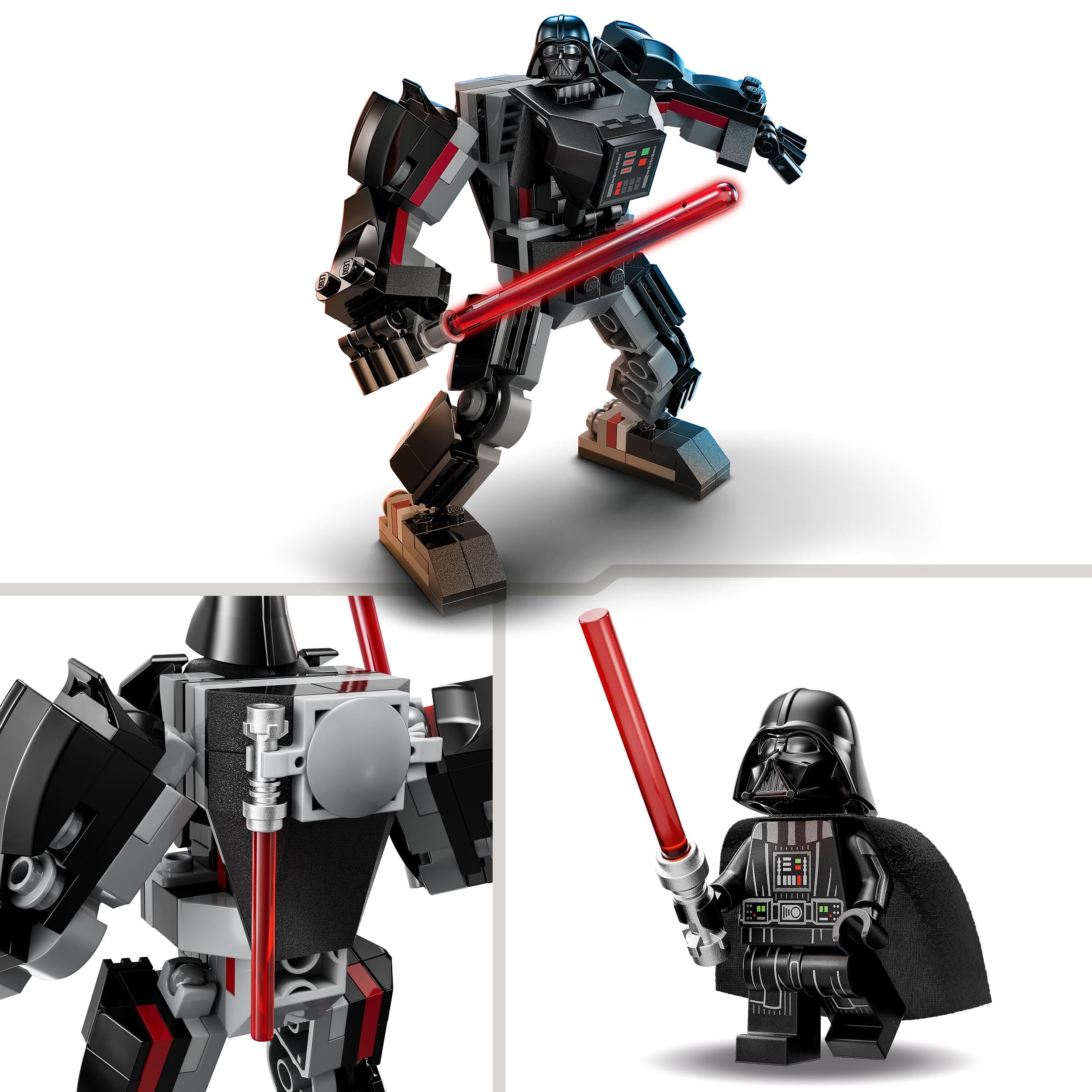 LEGO Star Wars Darth Vader's Mecca lightsaber clip supports easy storage and action.