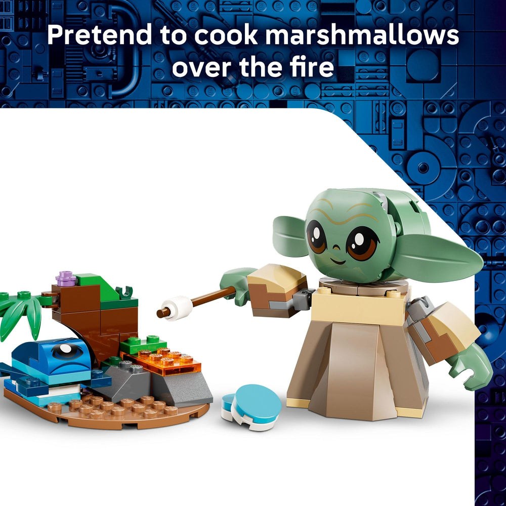 LEGO Star Wars Grogu's Homestead accessories-shelf helps organize tiny props.