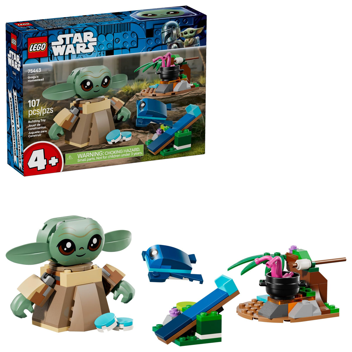LEGO Star Wars Grogu's Homestead figure-posed inspires imaginative play and fine motor skills.