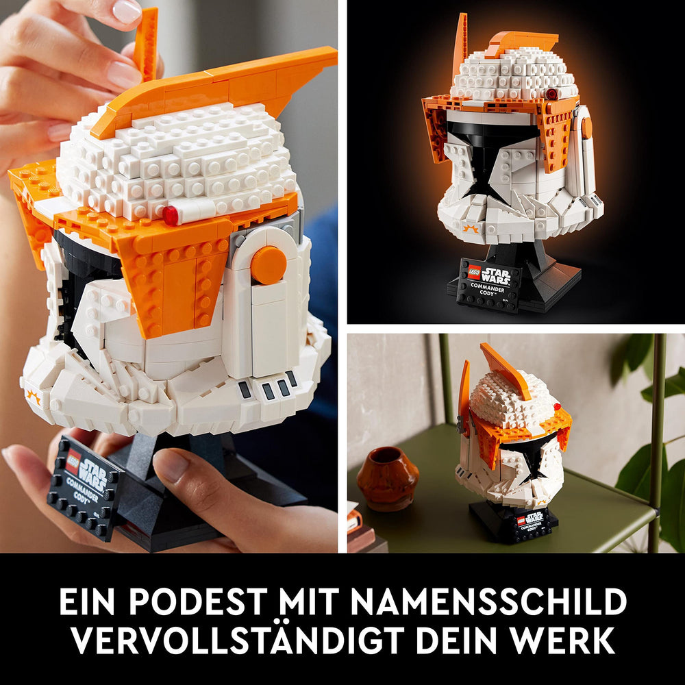 LEGO Star Wars Cody helmet instructions and Builder app guidance.