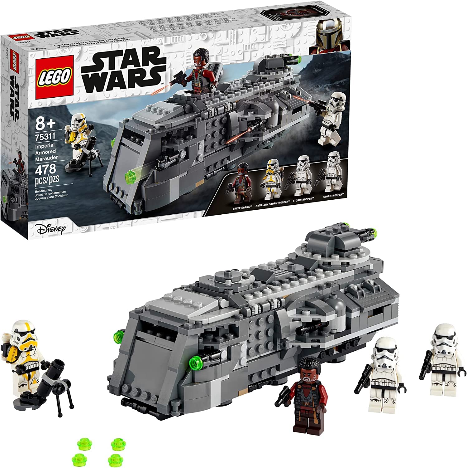 LEGO Star Wars Imperial Armored Marauder rear rotating turret for strategic play.