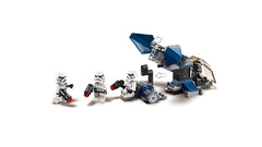 LEGO Star Wars Imperial Dropship display stand preserves 20th anniversary memorabilia.