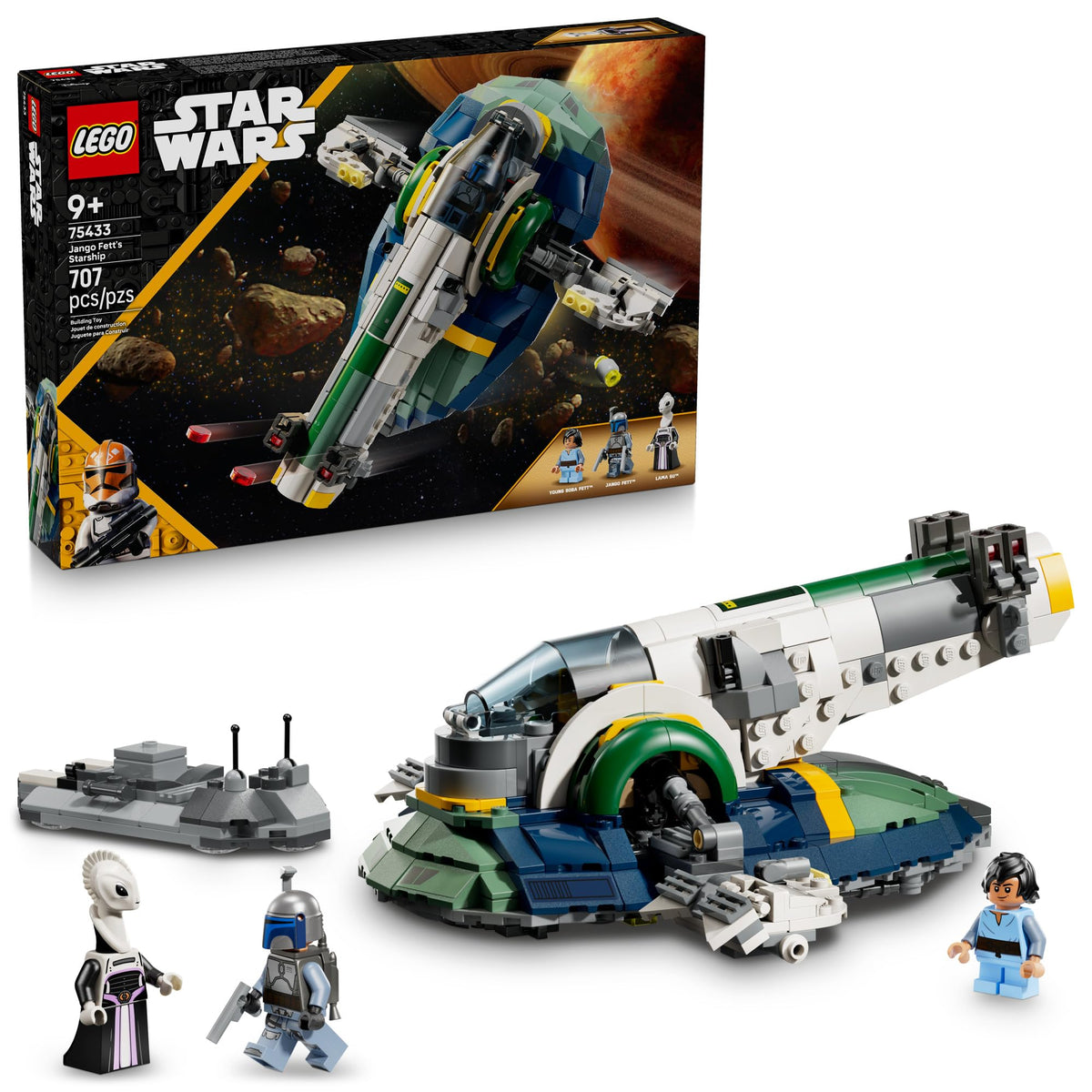 LEGO Star Wars Jango Fett's Starship front view with detailed exterior for imaginative play