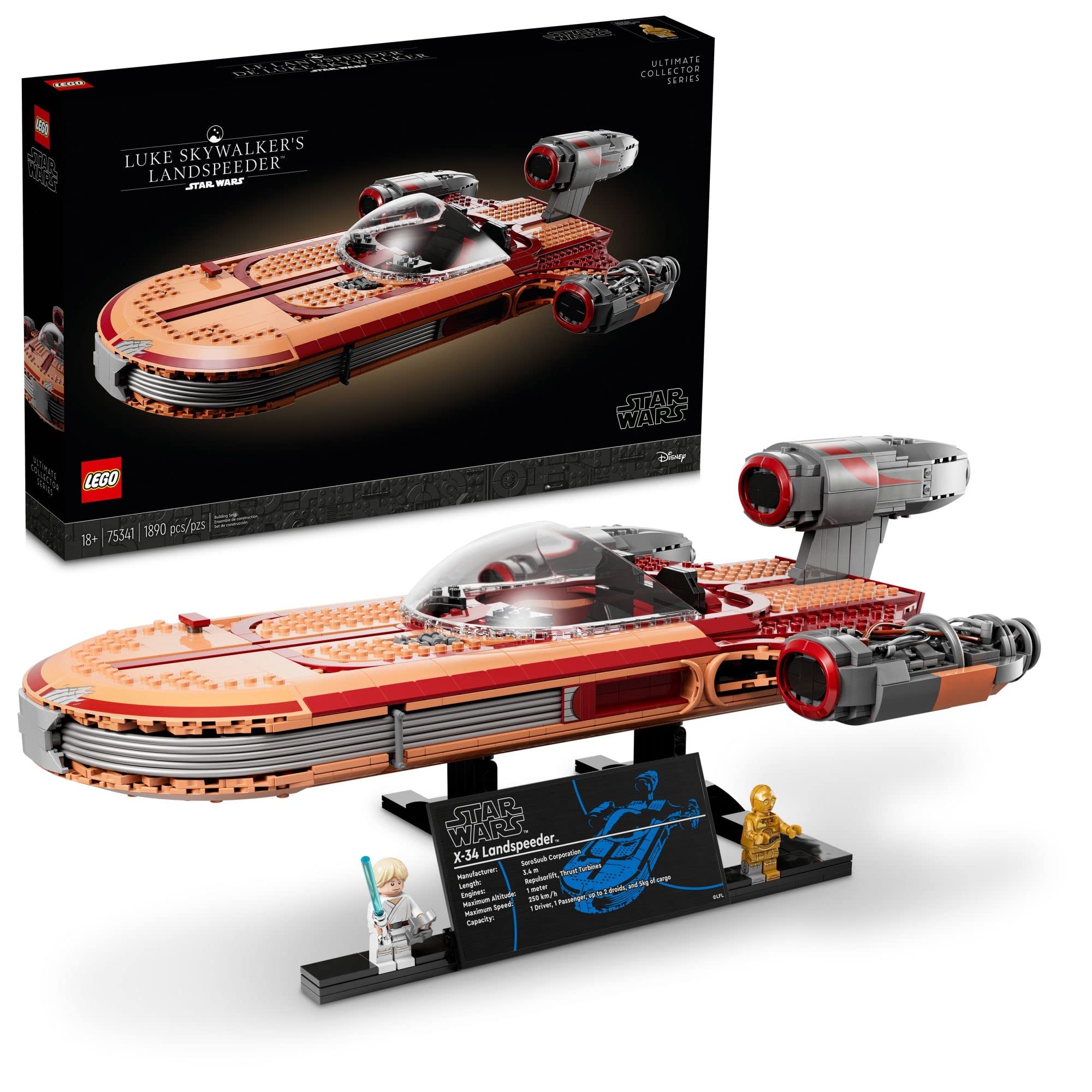 LEGO Star Wars Luke Skywalker Landspeeder exterior detail for impressive display