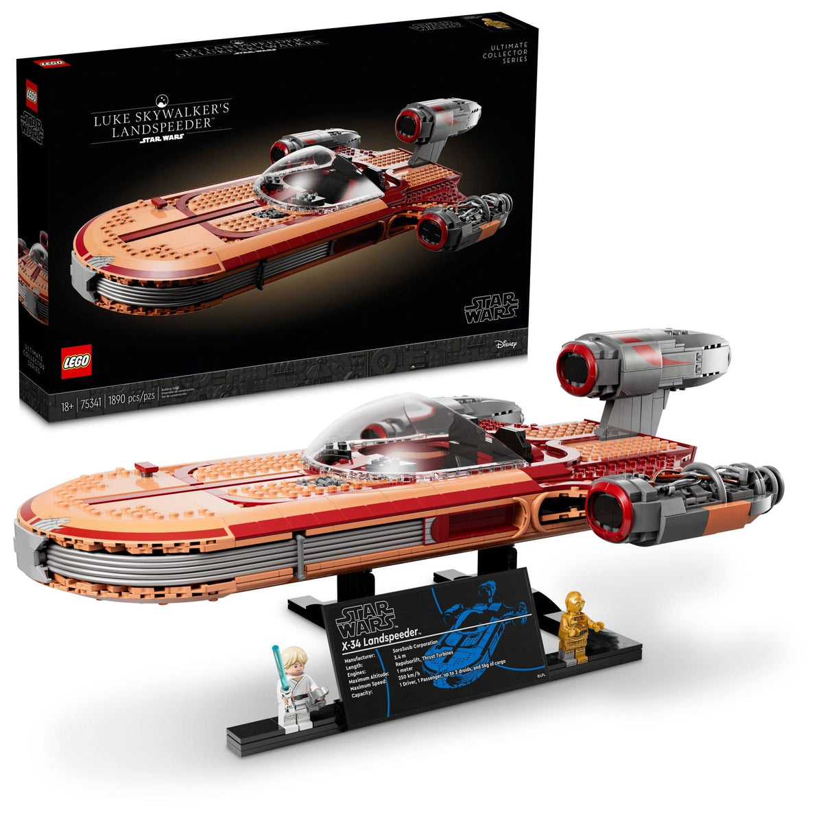 LEGO Star Wars Luke Skywalker Landspeeder exterior detail for impressive display
