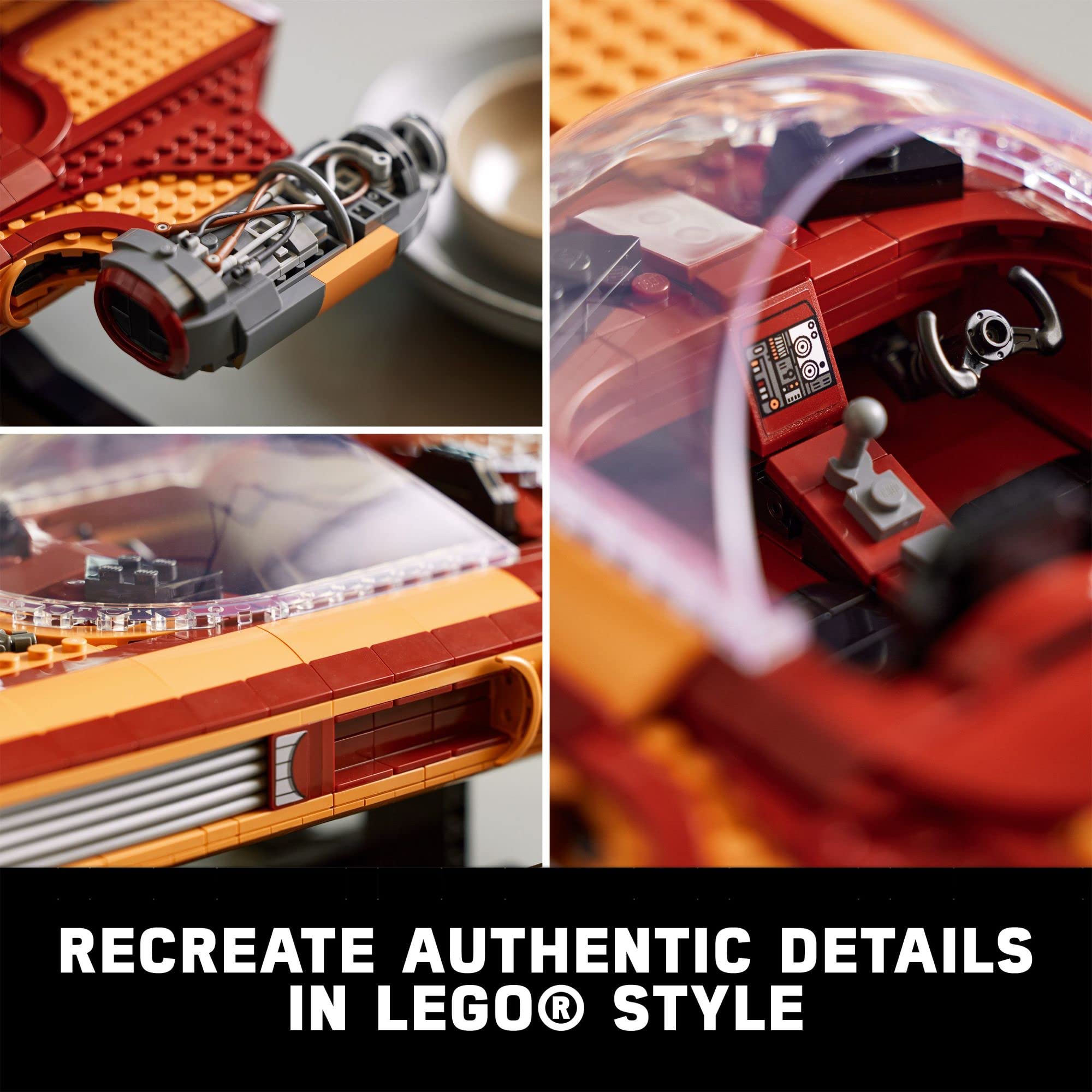 LEGO Star Wars Luke Skywalker Landspeeder turbine engine detail enhances realism