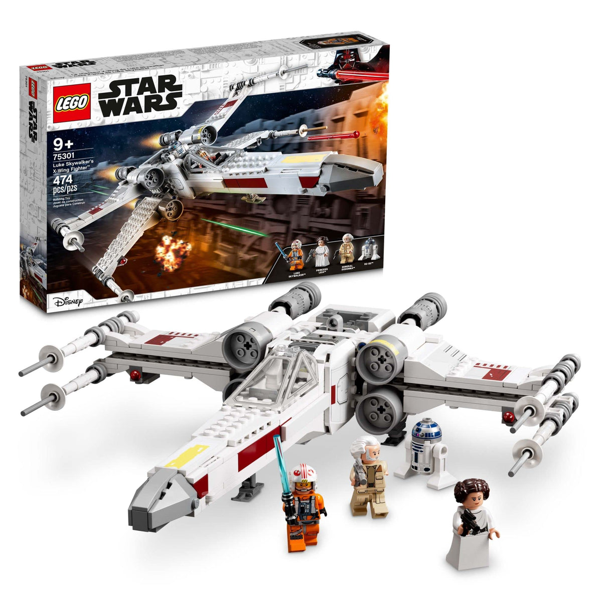 LEGO Star Wars Luke Skywalker X-wing cockpit opens for easy minifigure access.