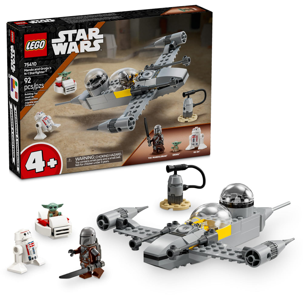 LEGO Star Wars Mando and Grogu N-1 Starfighter front view for imaginative play
