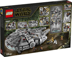 LEGO Star Wars Millennium Falcon 75257 seven minifigures with Finn and Chewbacca.