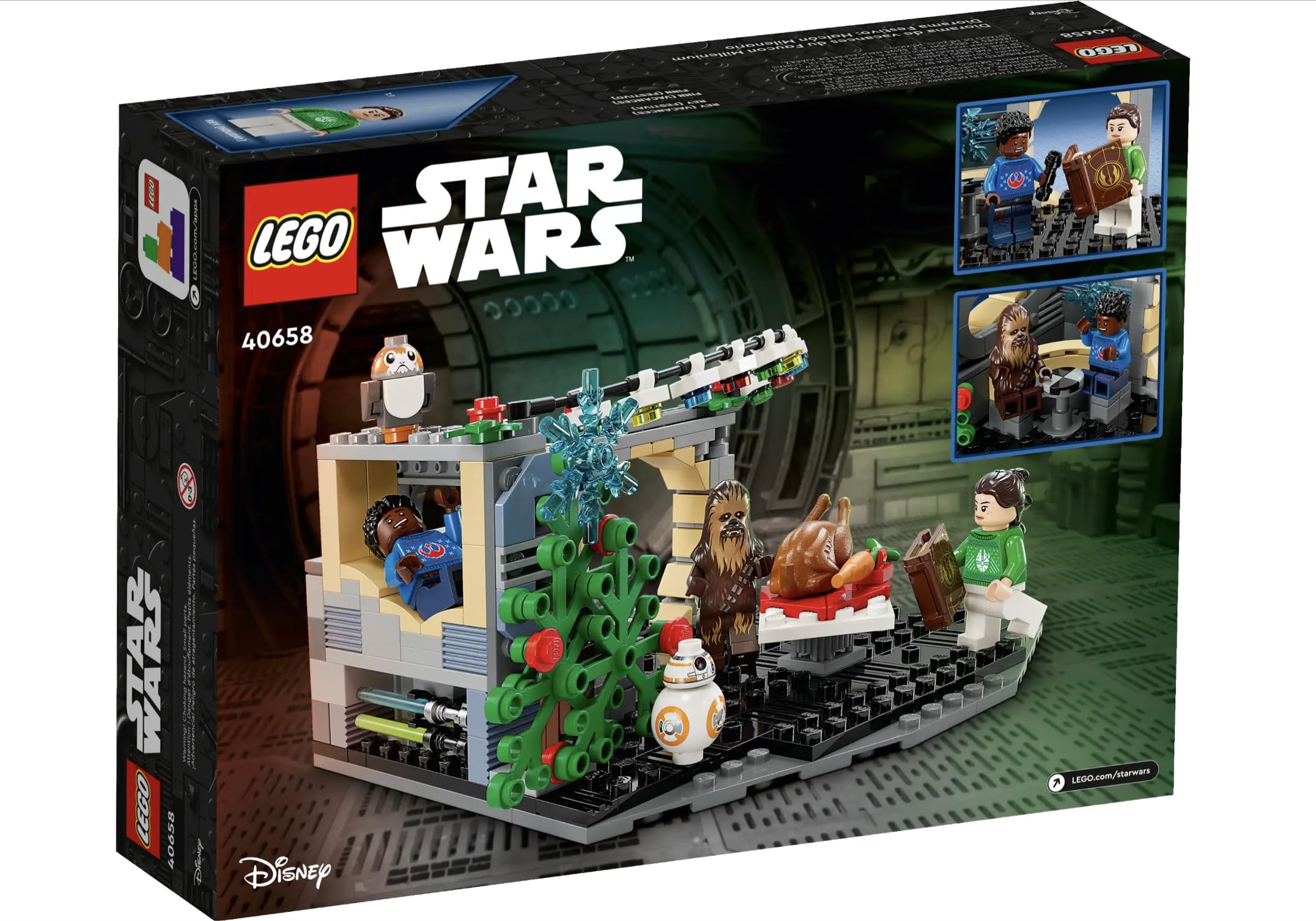 LEGO Star Wars Millennium Falcon Holiday Diorama Christmas tree and decorations create a cozy scene for tactile building.