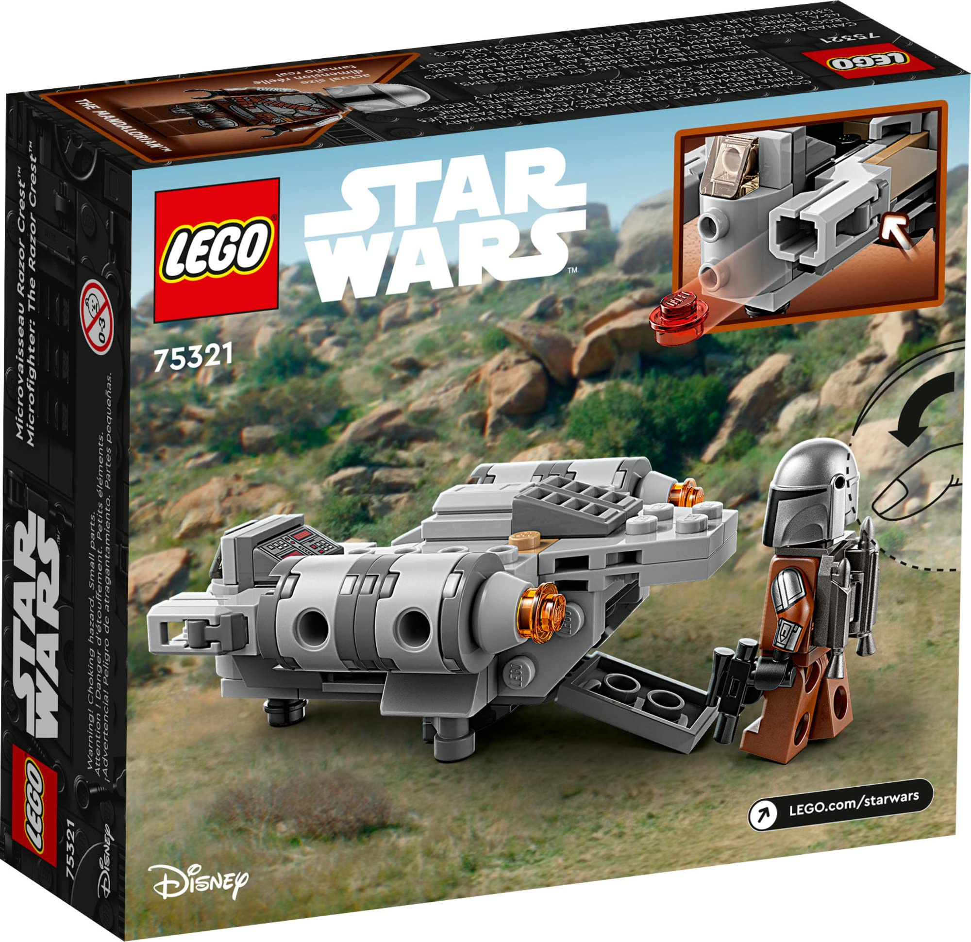 LEGO Star Wars Razor Crest Microfighter portable design fits backpacks for travel-ready fun.