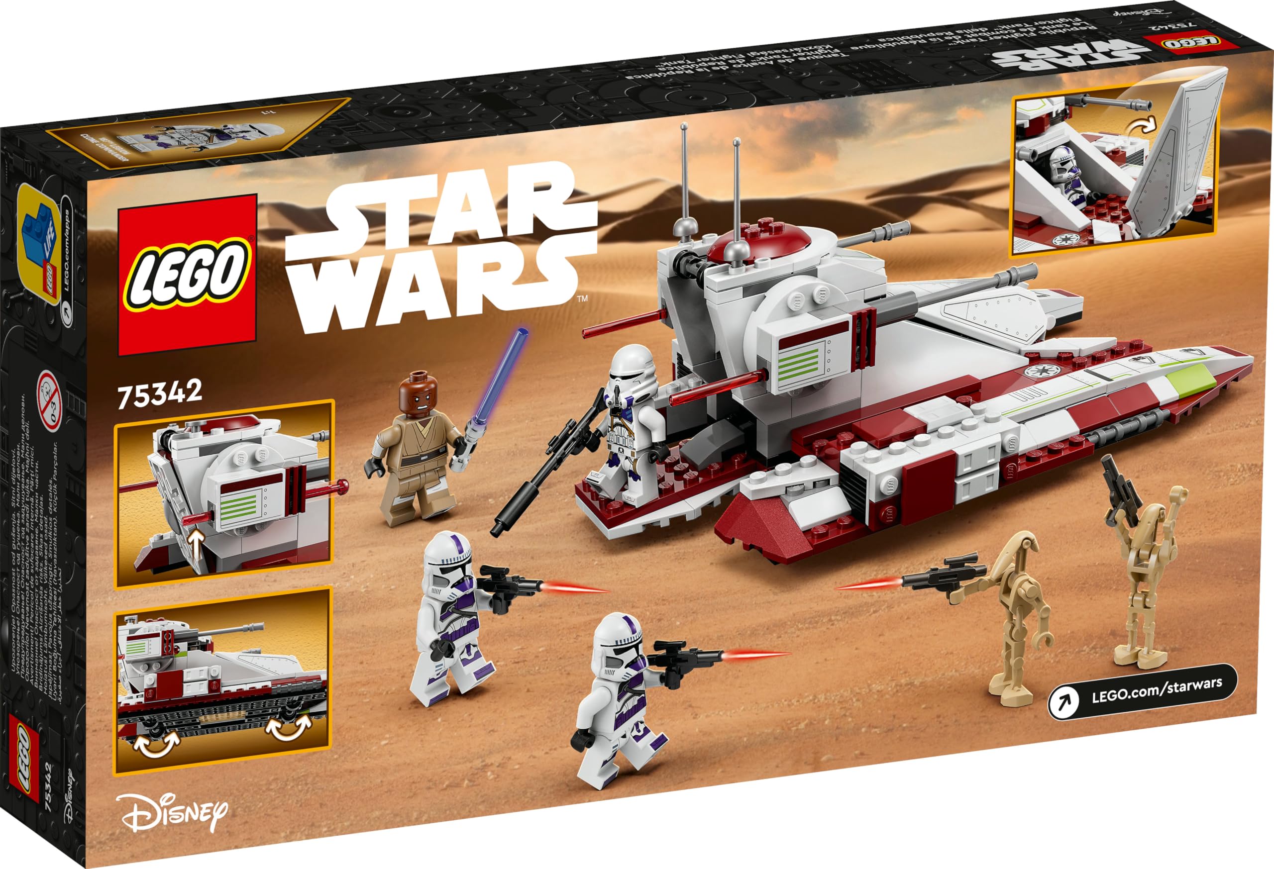 LEGO Star Wars Republic Fighter Tank battle display, ideal for shelf and display