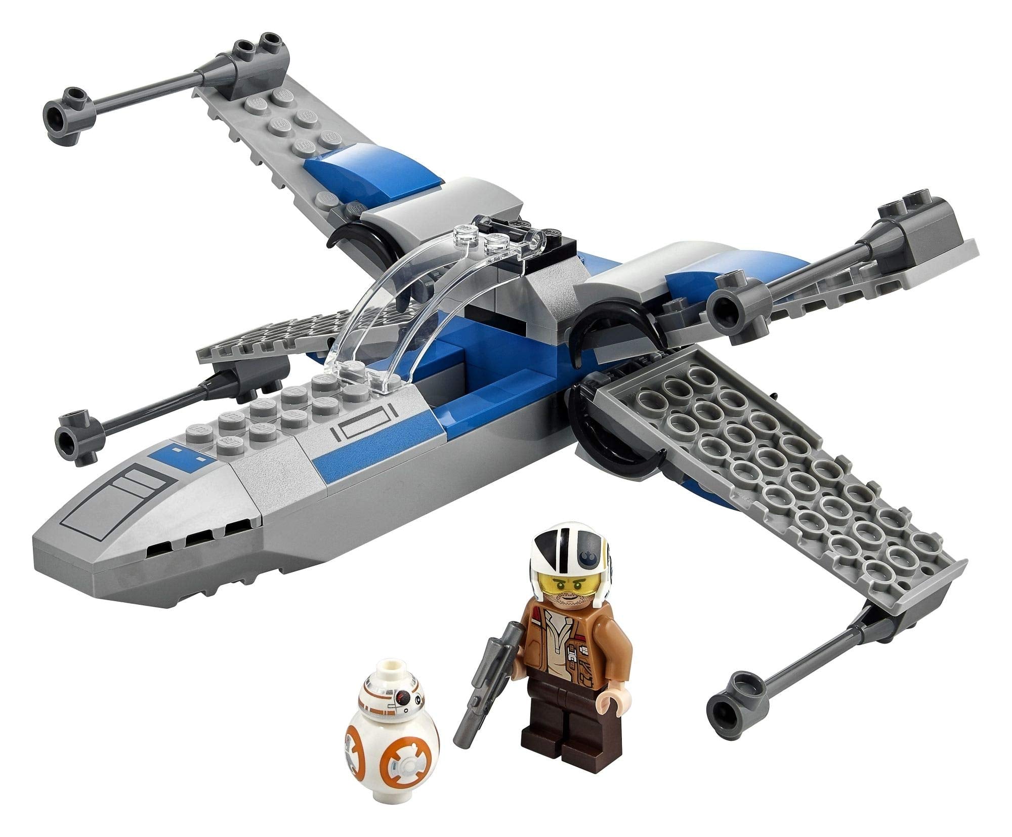 LEGO Star Wars Resistance X-Wing cockpit open with Poe Dameron figure ready for pilot play