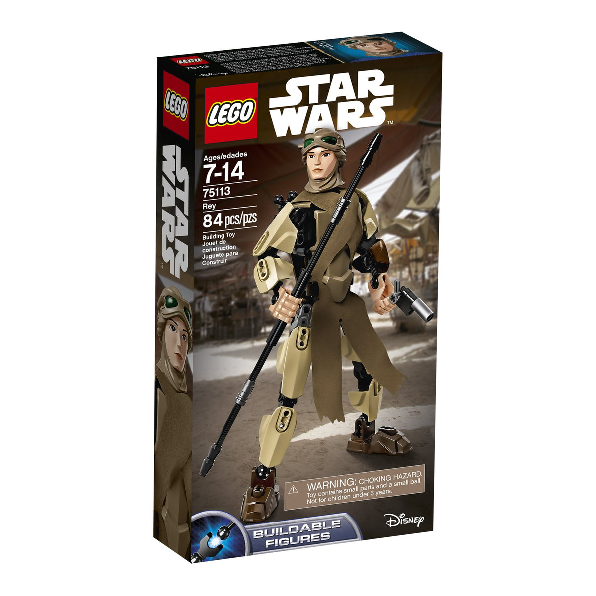 LEGO Star Wars Rey 75113 arm-swing feature for dynamic battle play