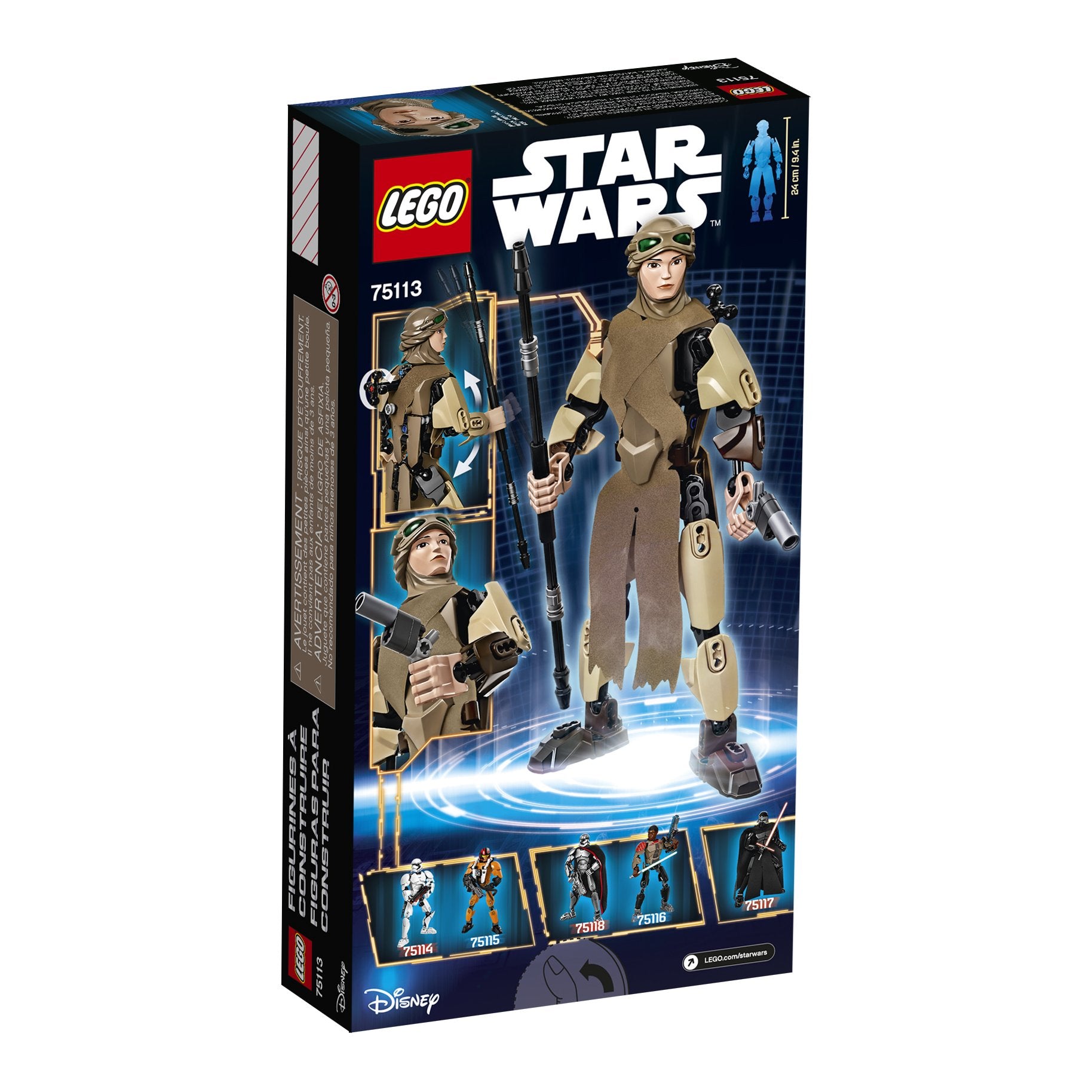 LEGO Star Wars Rey 75113 includes staff and pistol for imaginative battles