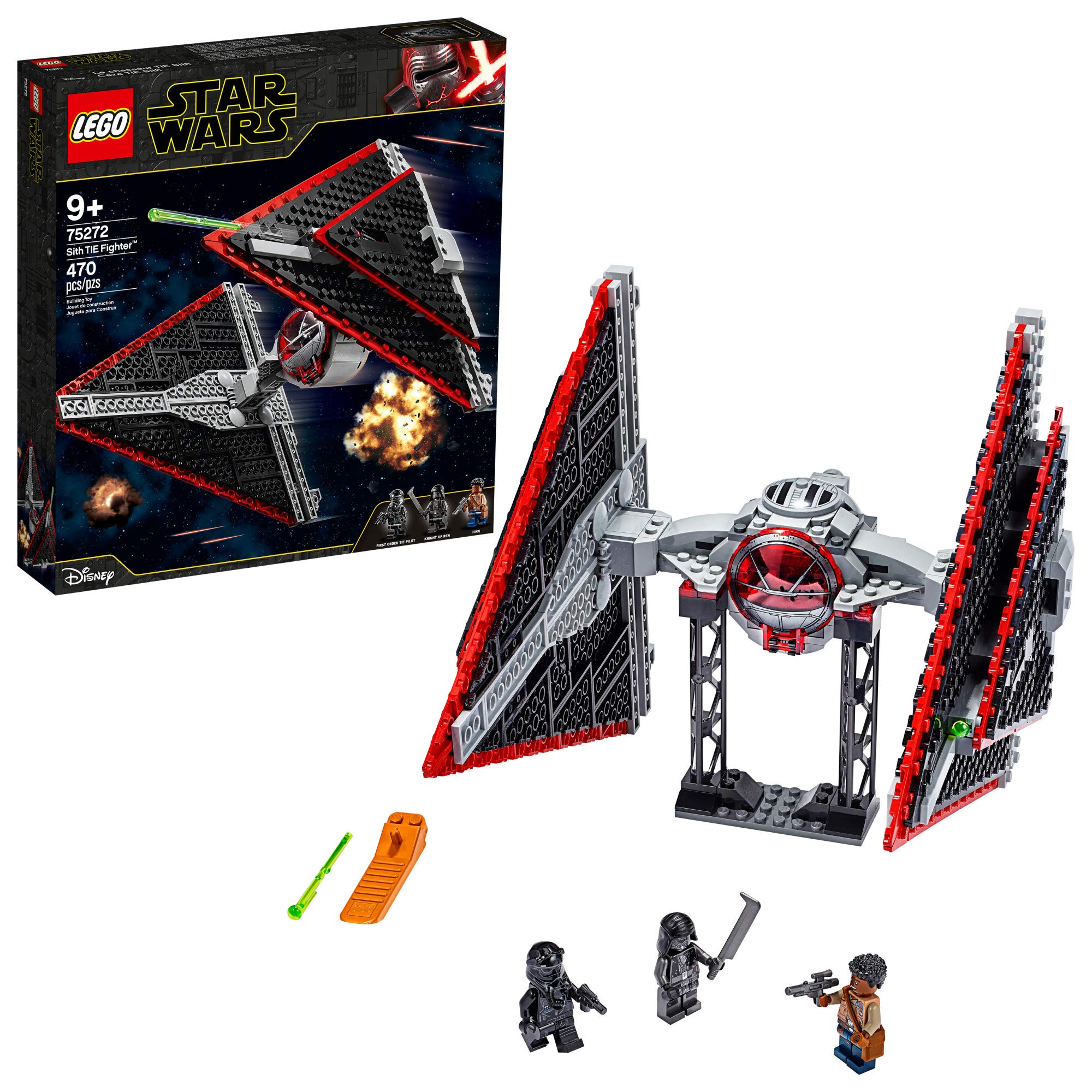 LEGO Star Wars Sith TIE Fighter 75272 model with opening cockpit for pretend piloting