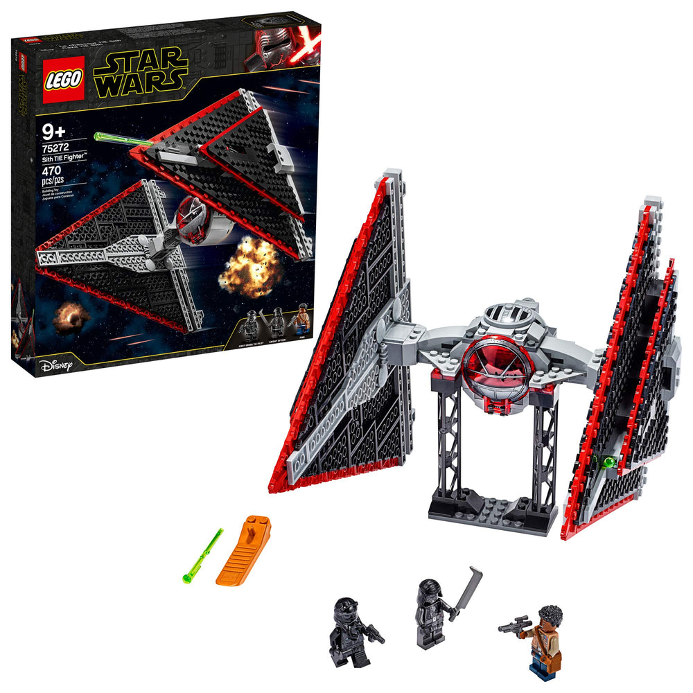 LEGO Star Wars Sith TIE Fighter 75272 model with opening cockpit for pretend piloting