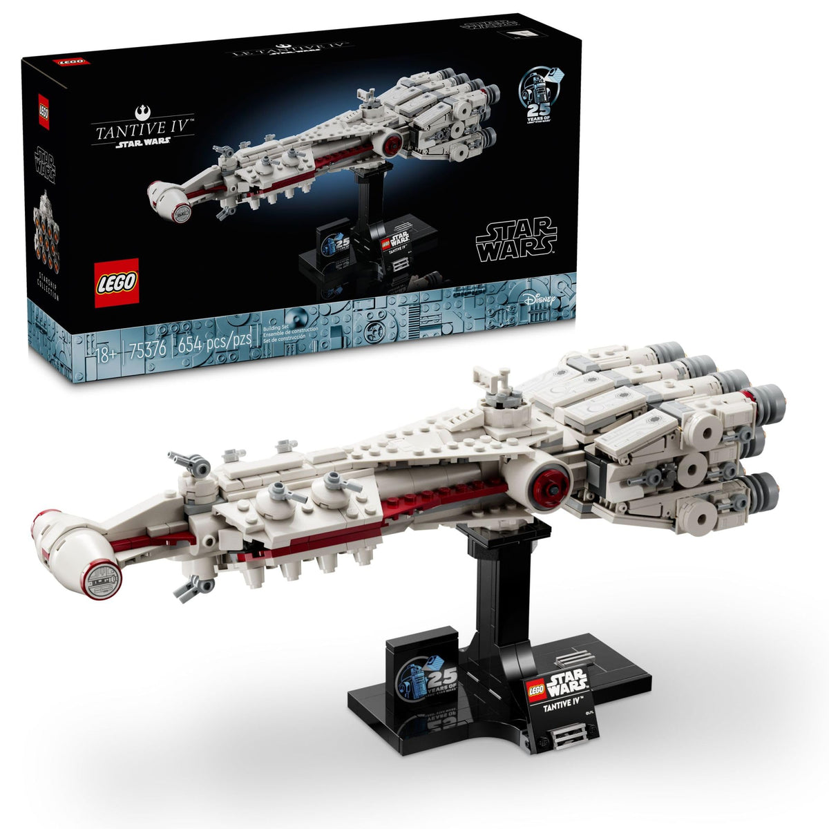 LEGO Star Wars Tantive IV assembly detail highlights the iconic shape for display.