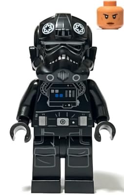 TIE Pilot minifigure with accessories and The Brick People Tile
