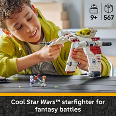LEGO Star Wars V-19 Torrent Starfighter wing transformation enables flight and landing play.