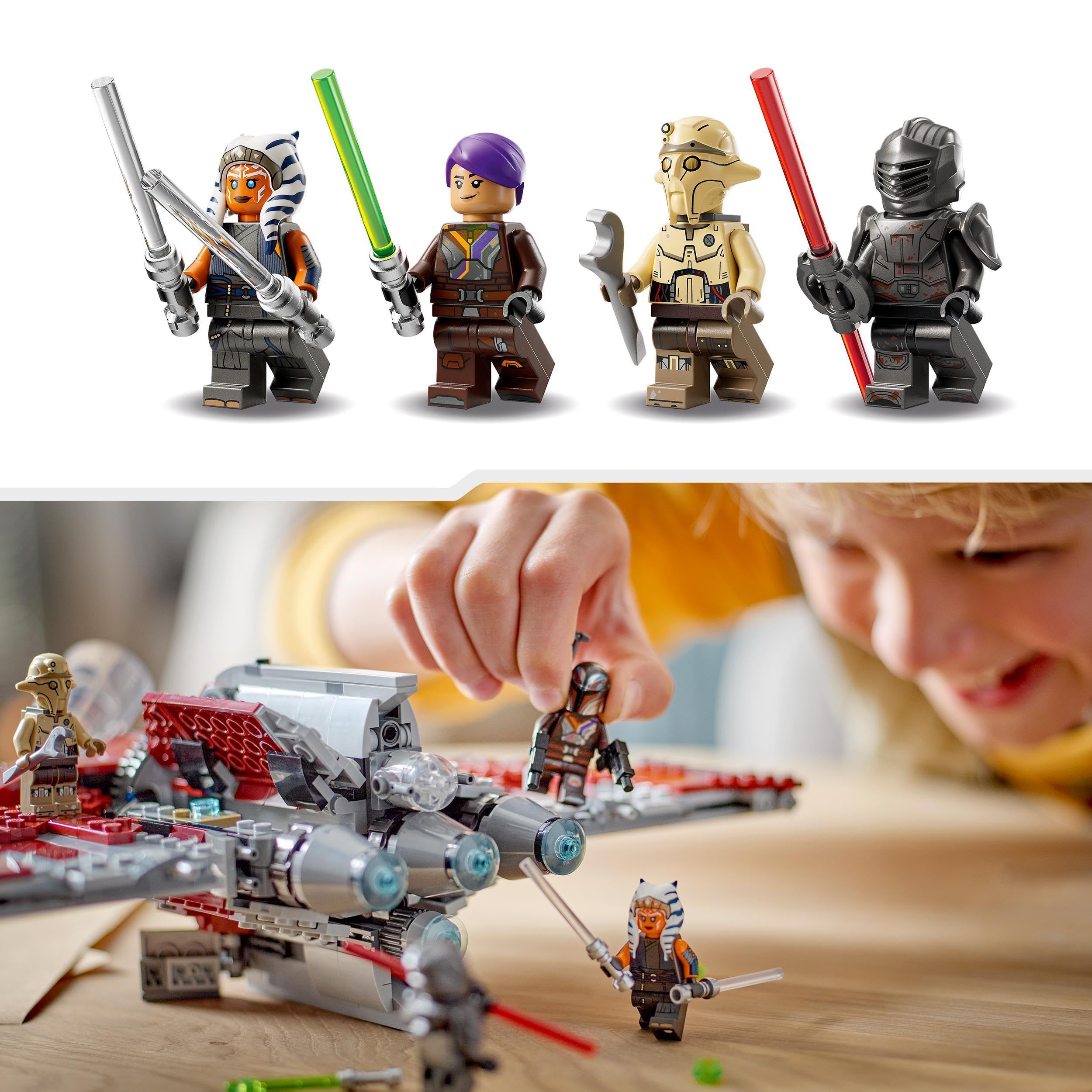 LEGO Star Wars weapons and accessories including lightsabers and blasters boost play scenarios.