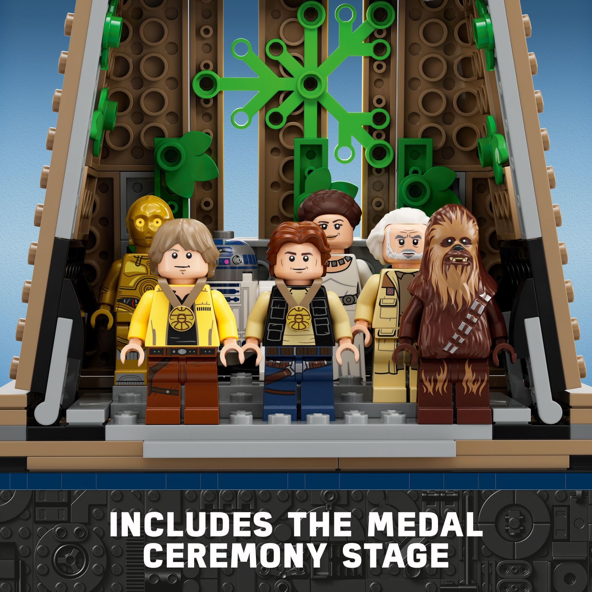 LEGO Star Wars Yavin 4 Rebel Base medal ceremony stage for hero recognition.