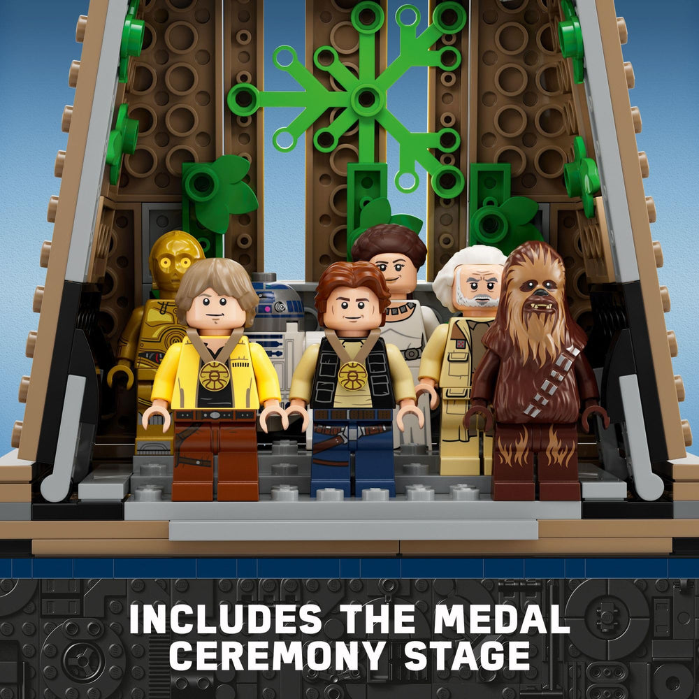 LEGO Star Wars Yavin 4 Rebel Base medal ceremony stage for hero recognition.