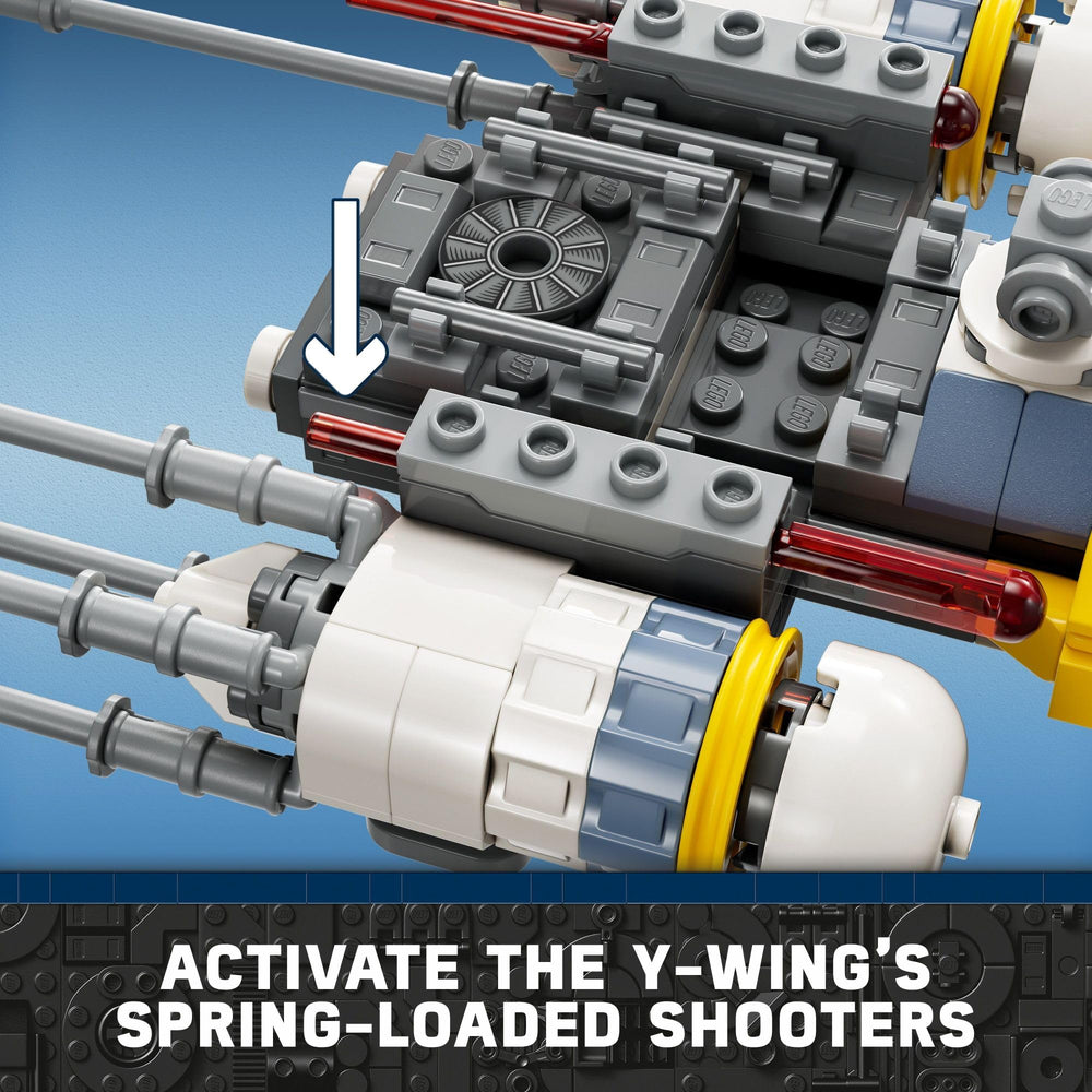 LEGO Star Wars Yavin 4 Y-wing starfighter with twin shooters.