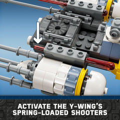 LEGO Star Wars Yavin 4 Y-wing starfighter with twin shooters.