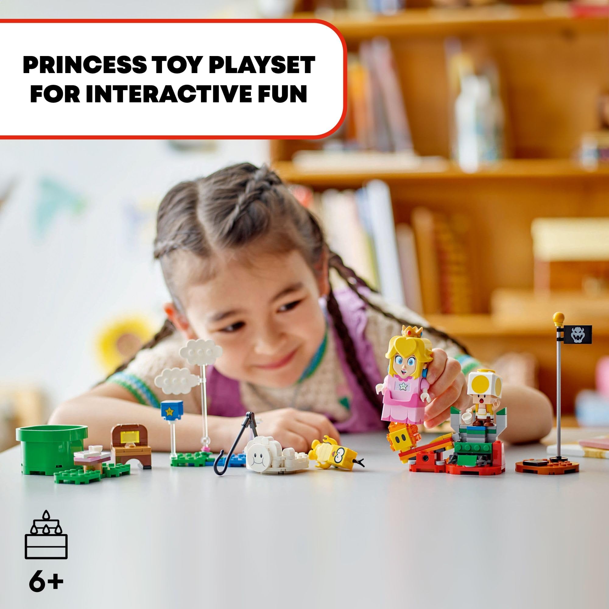 LEGO Super Mario Lakitu cloud enables dynamic aerial play and action.