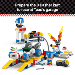 LEGO Super Mario B Dasher Kart on car elevator for creative racing setup