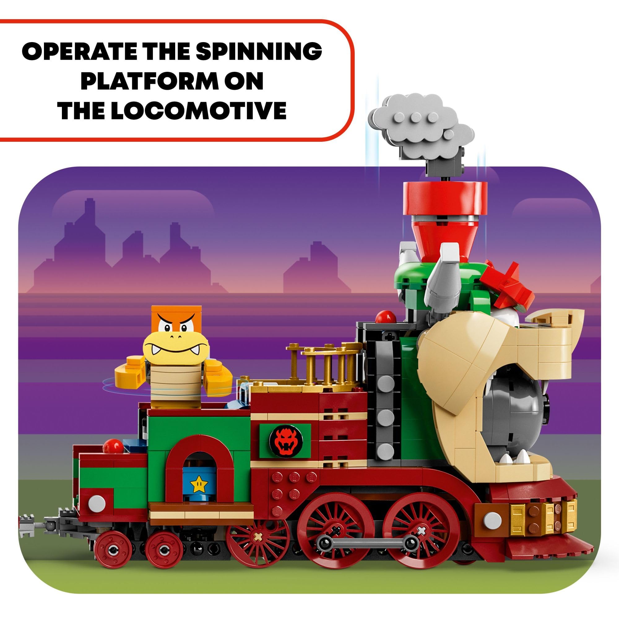 LEGO Super Mario Bowser Express station pair enabling quick saves and arrival quests