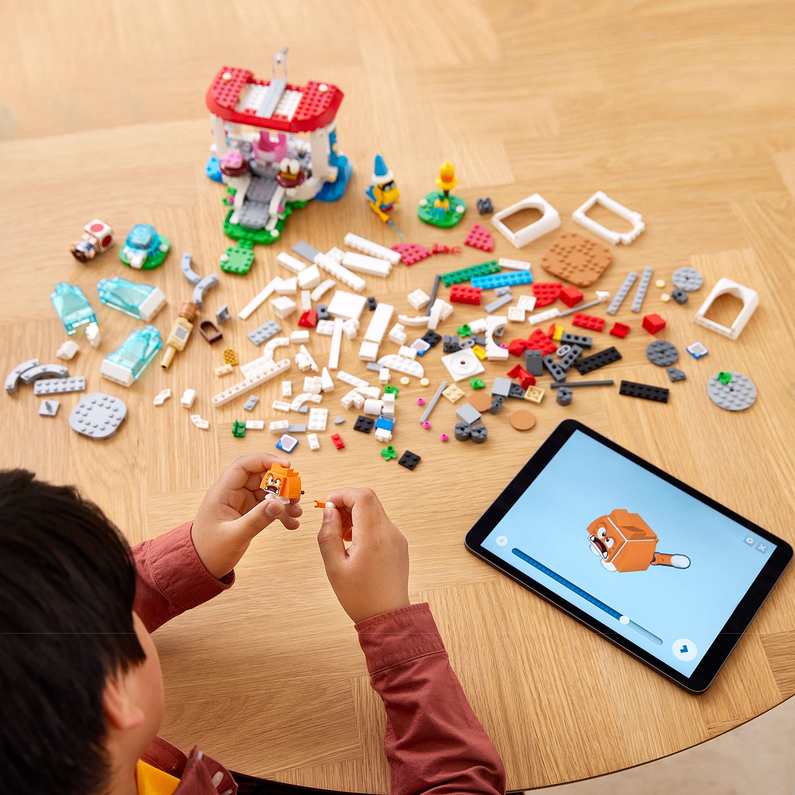 LEGO Super Mario Cat Goomba figure image highlights interactive play with Peach.