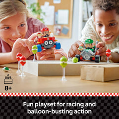 LEGO Super Mario Baby Luigi on Tri-Speeder in fast-paced racing setup