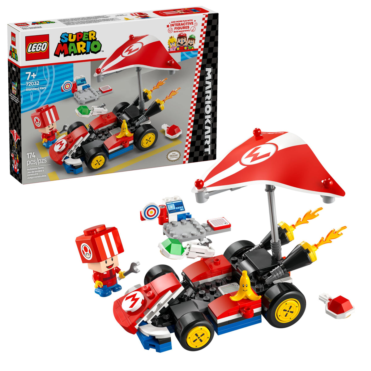 LEGO Super Mario Kart Standard Kart model fuels imaginative racing play with brick-built detail.