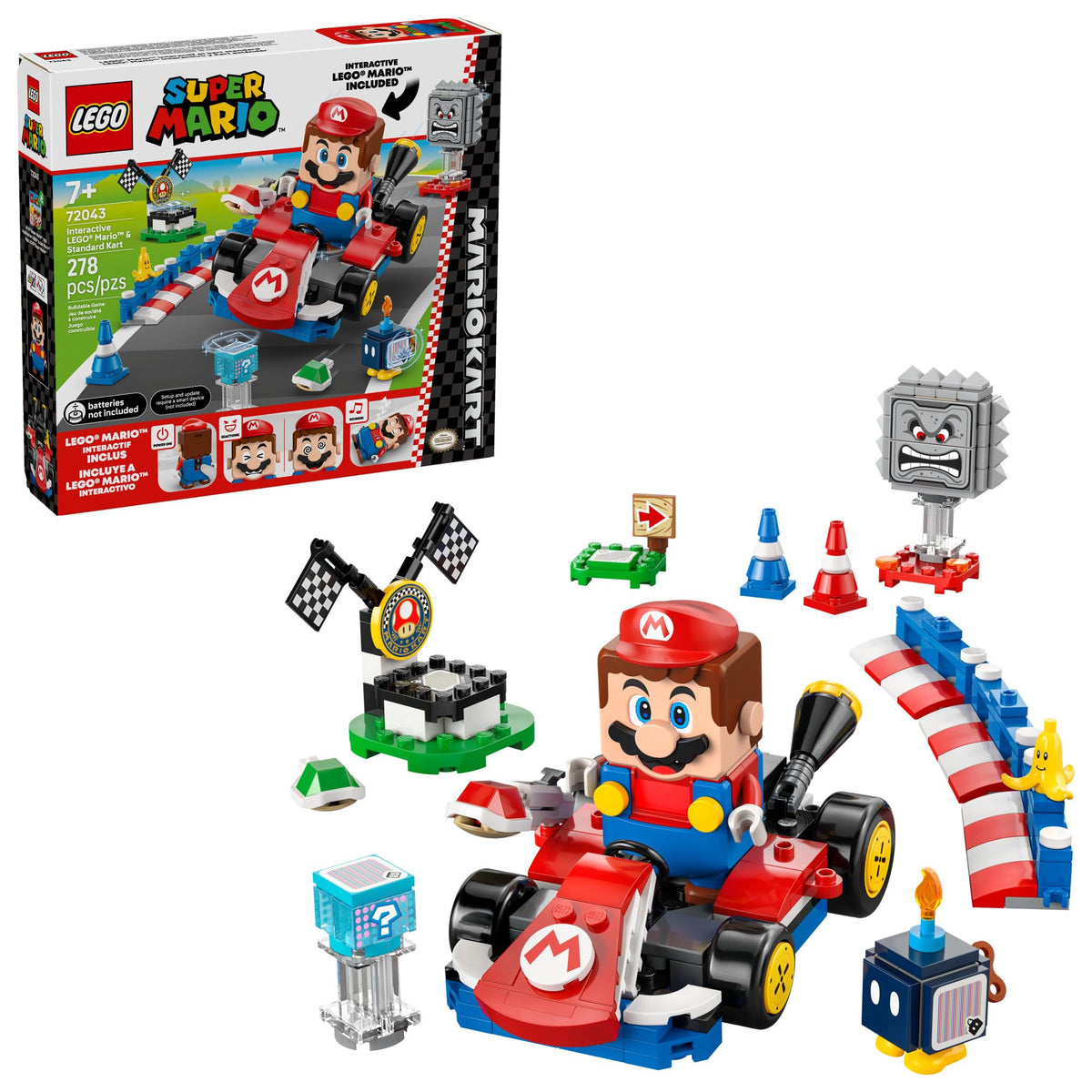 LEGO Super Mario interactive Mario figure ready for digital rewards and authentic race sounds.