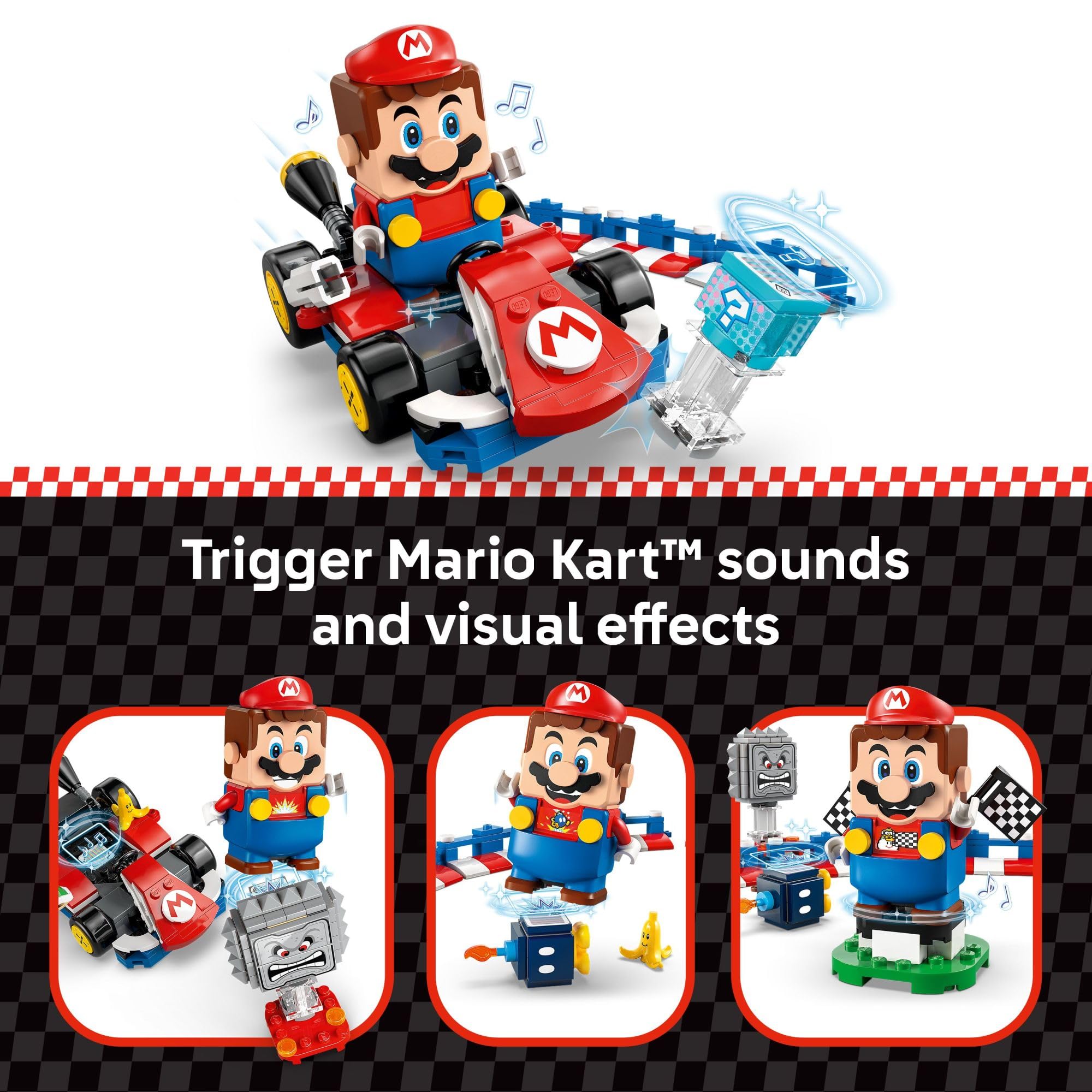 LEGO Super Mario track barriers provide customizable race courses.