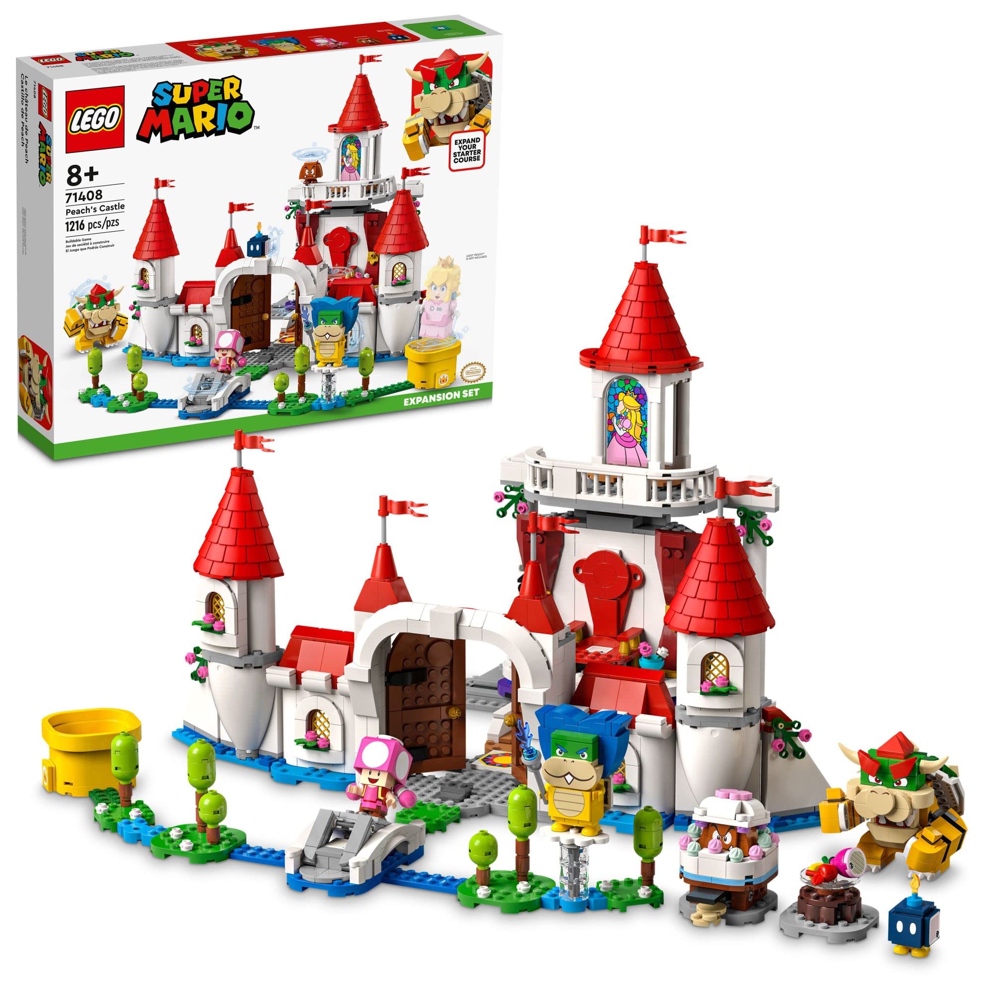 LEGO Super Mario Peach's Castle expansion set exterior view for imaginative play