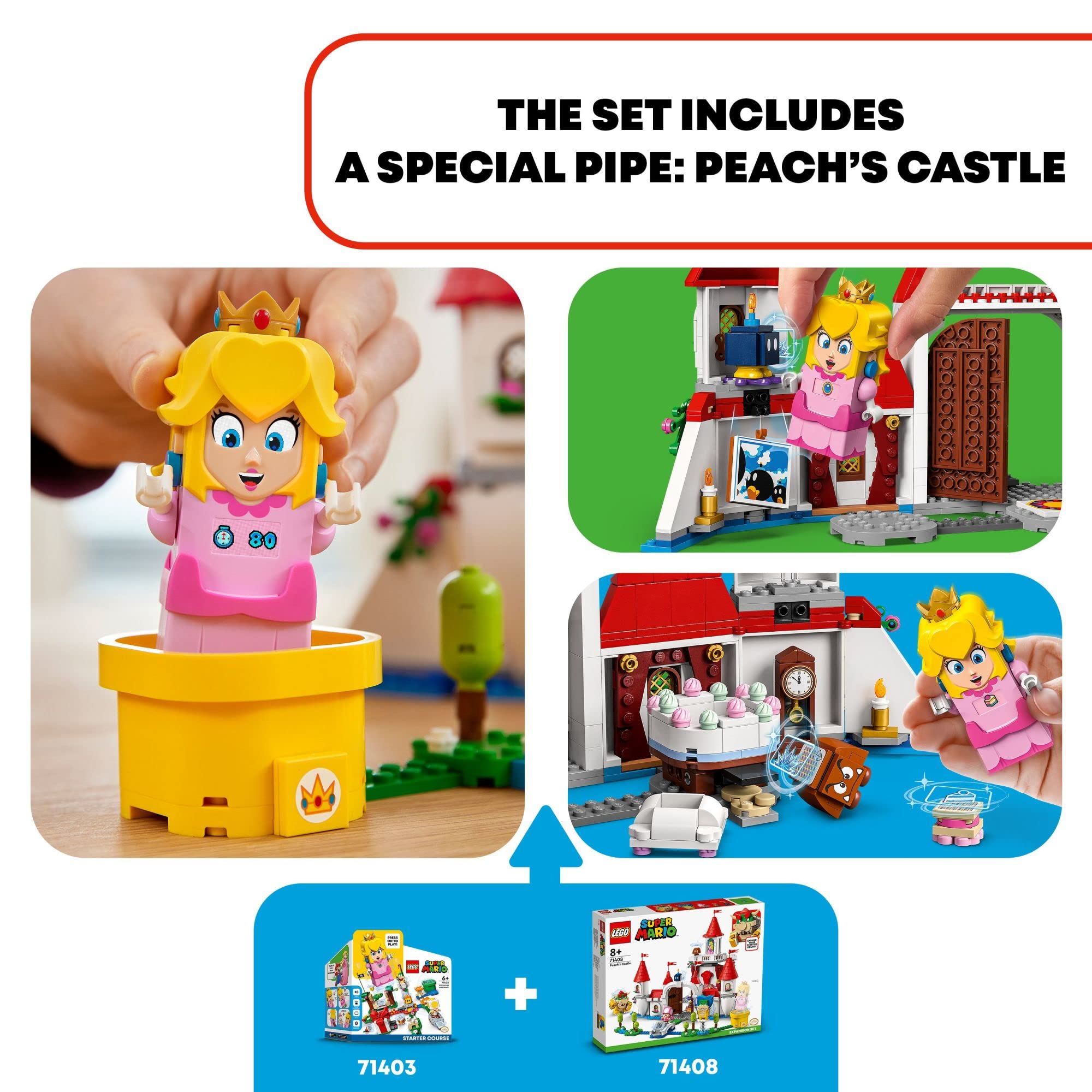 LEGO Super Mario Peach's Castle figures set supports cooperative play with friends